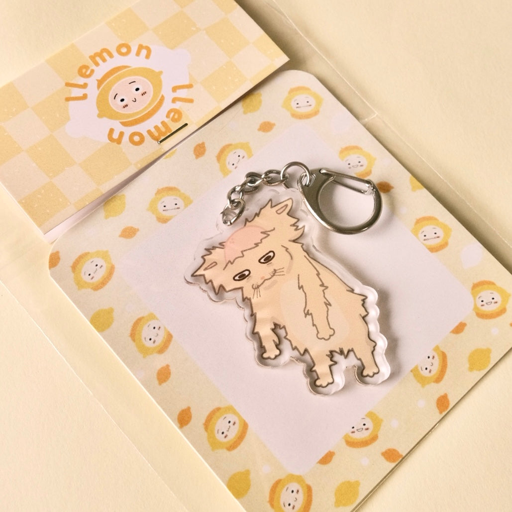 Bald Kitten Cat Acrylic Keychain
