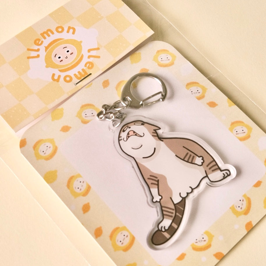 Tired Cat Acrylic Keychain