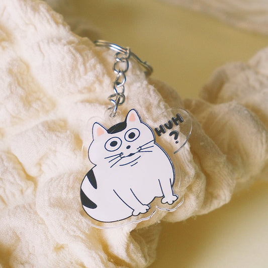 huh cat meme keychain