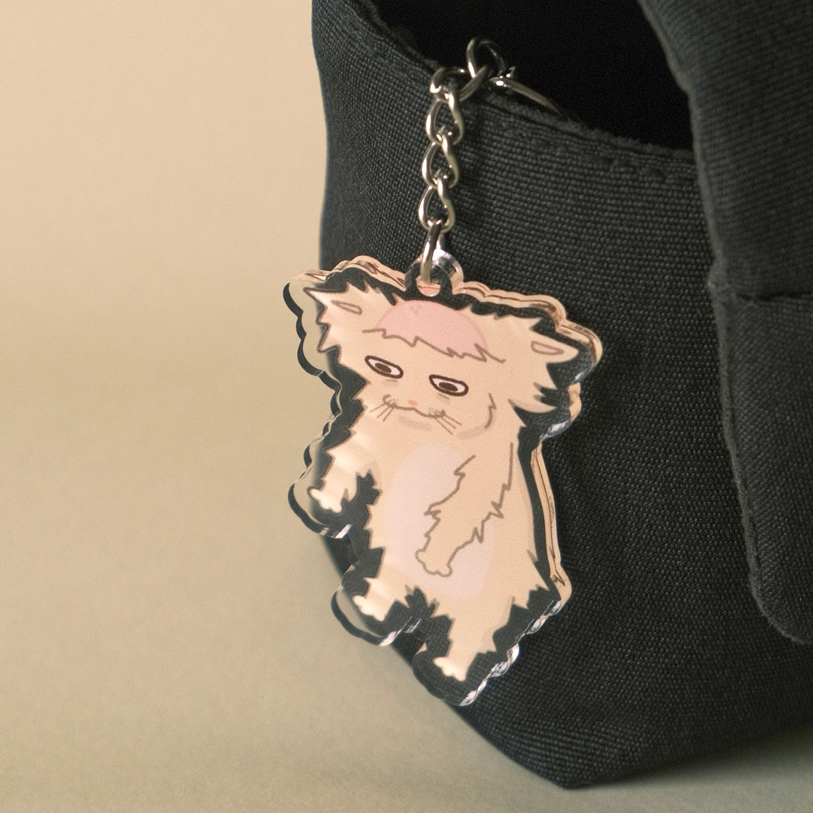 Bald Kitten Cat Acrylic Keychain