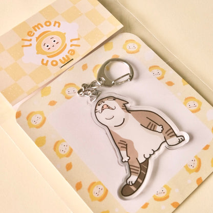 Tired Cat Acrylic Keychain