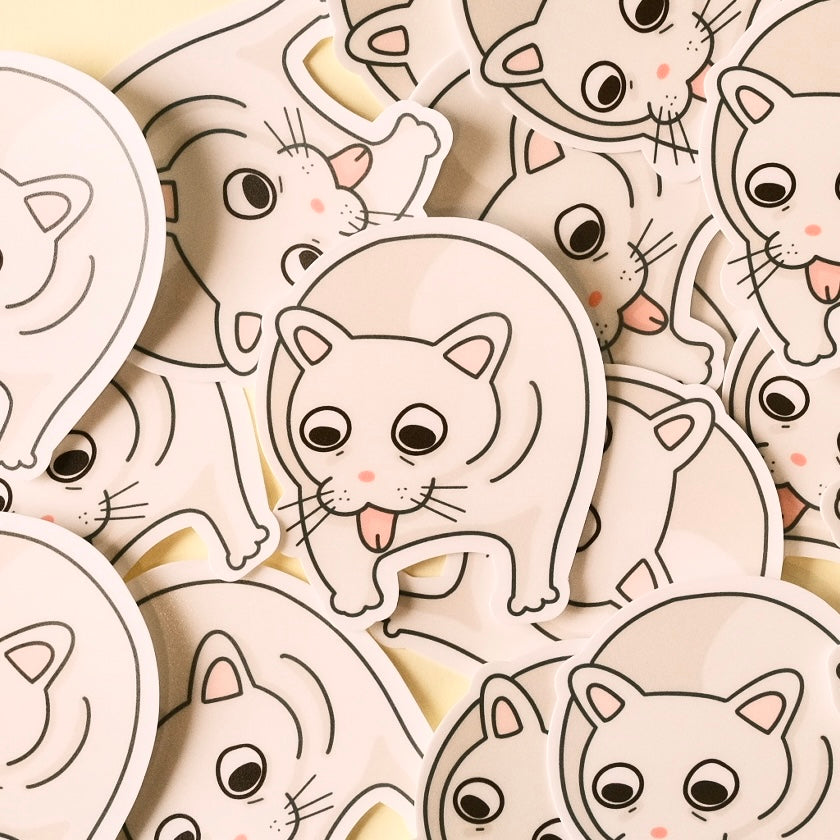 Vomit Cat Waterproof Vinyl Sticker (5pcs)