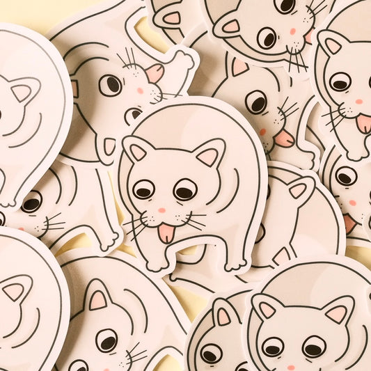 Vomit Cat Waterproof Vinyl Sticker (5pcs)