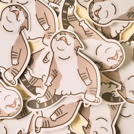 Tired Cat Waterproof Vinyl Sticker (5pcs)