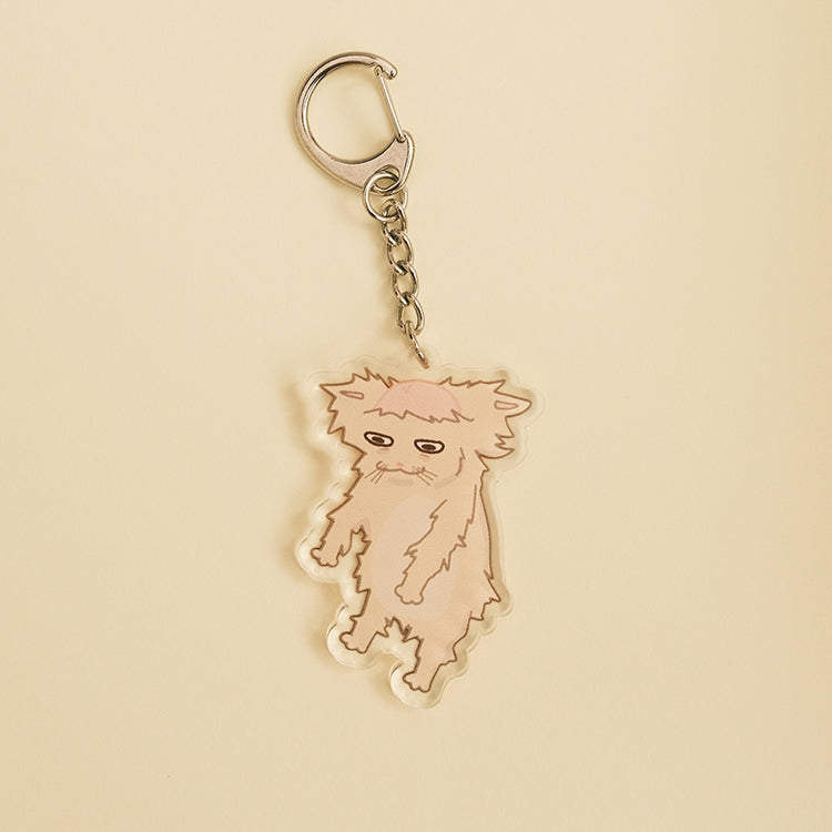 Bald Kitten Cat Acrylic Keychain
