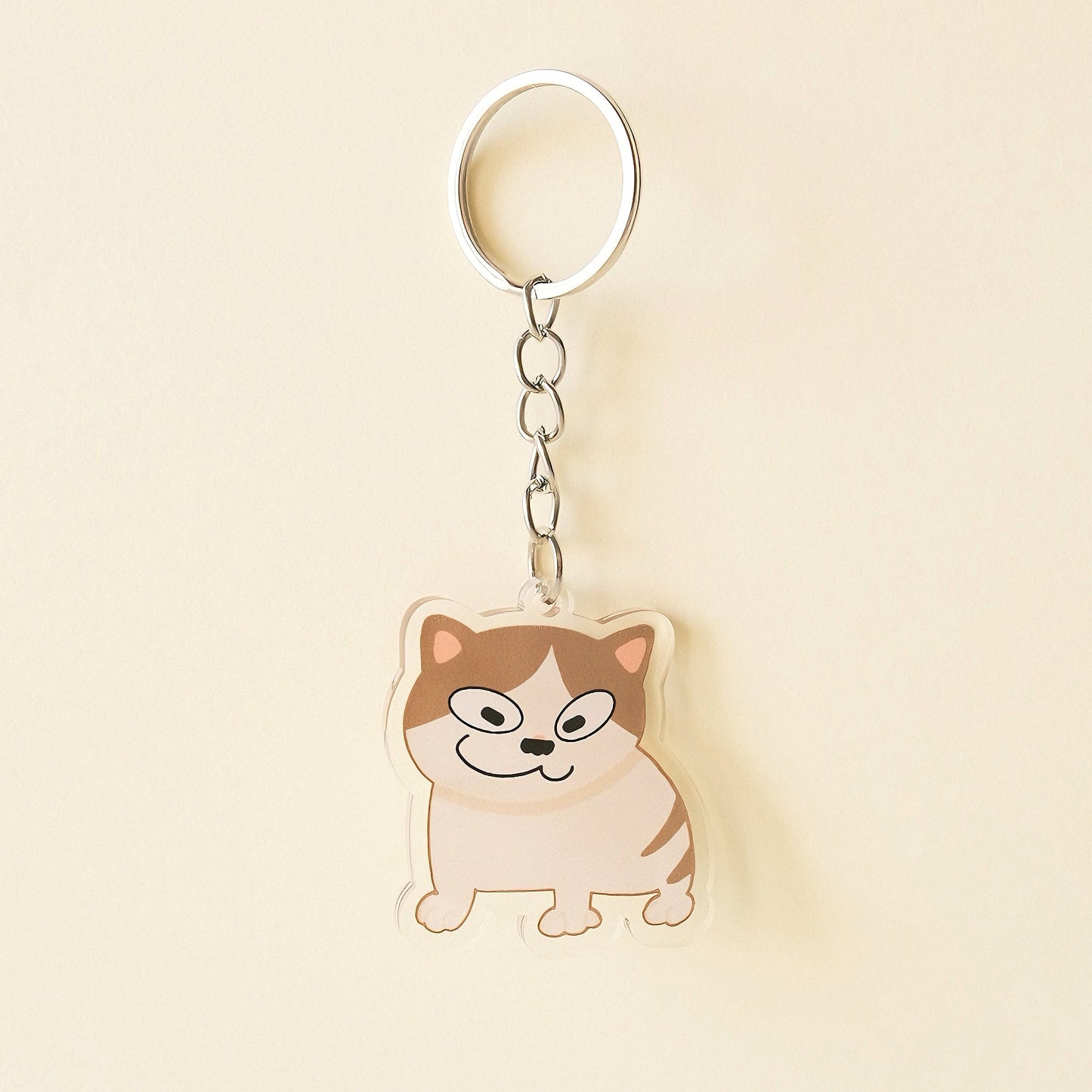 cat with moustache keychain