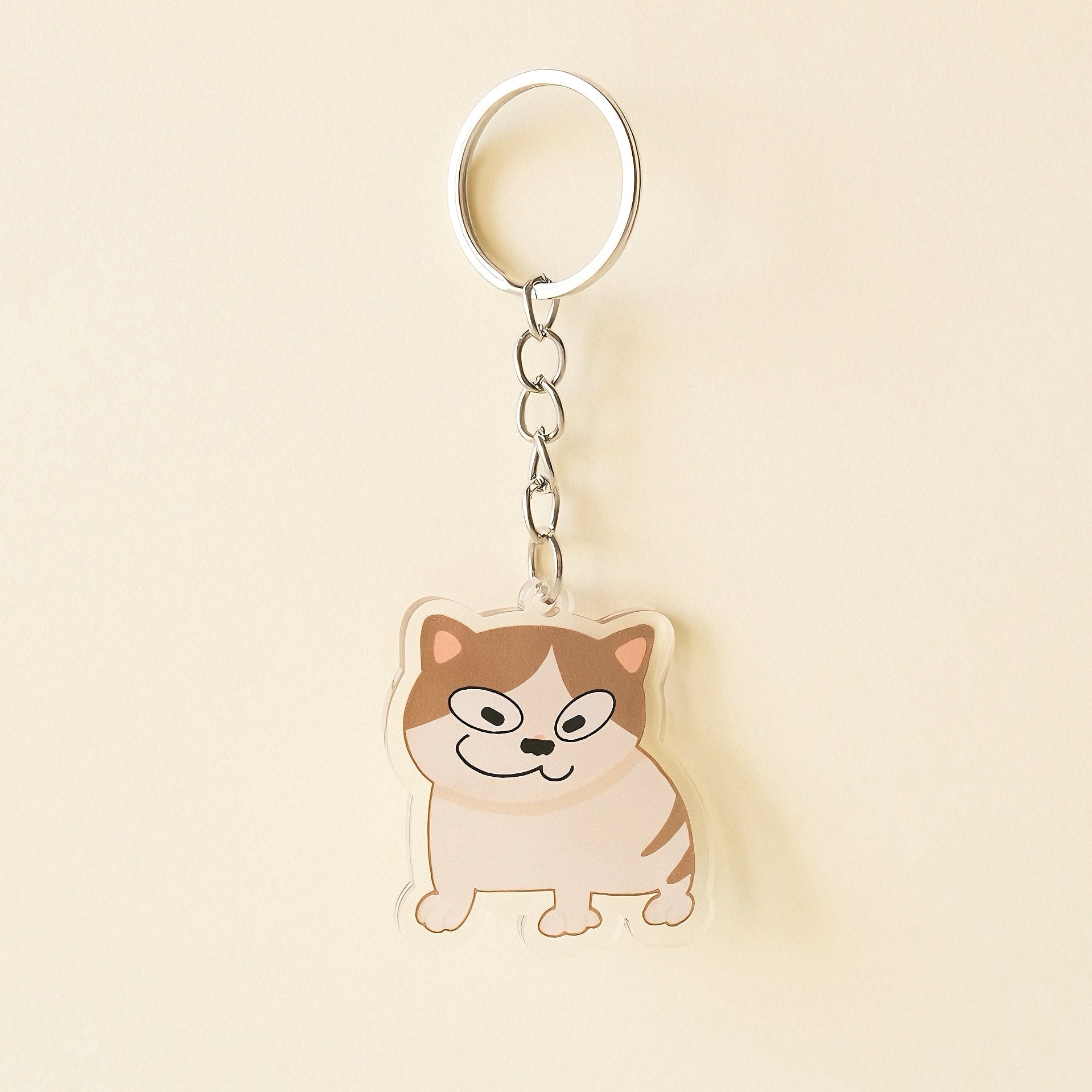 cat with moustache keychain