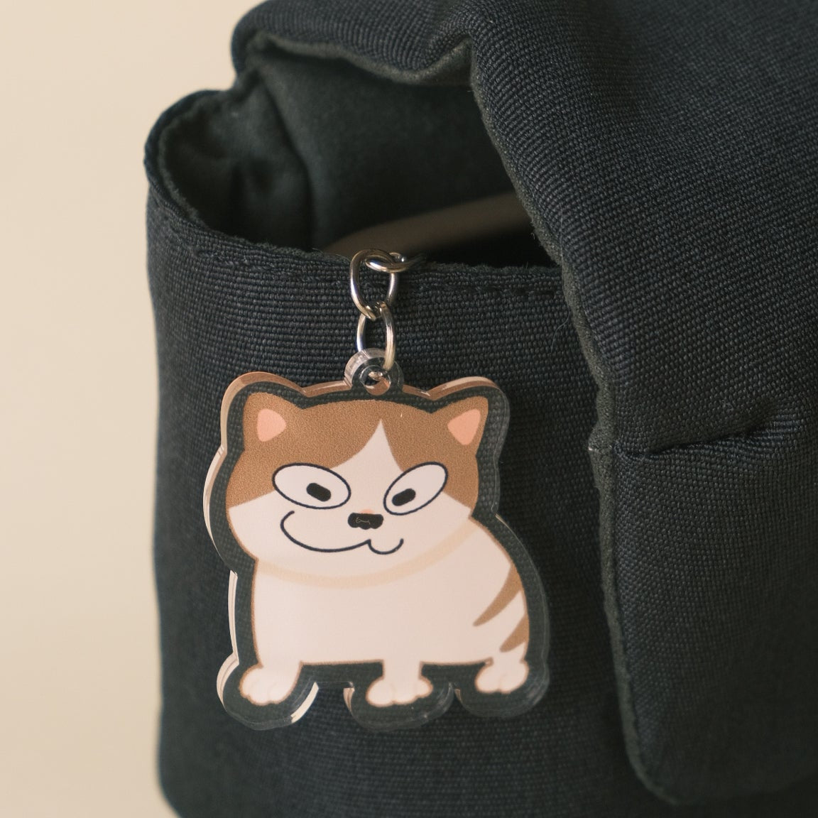 cat with moustache keychain
