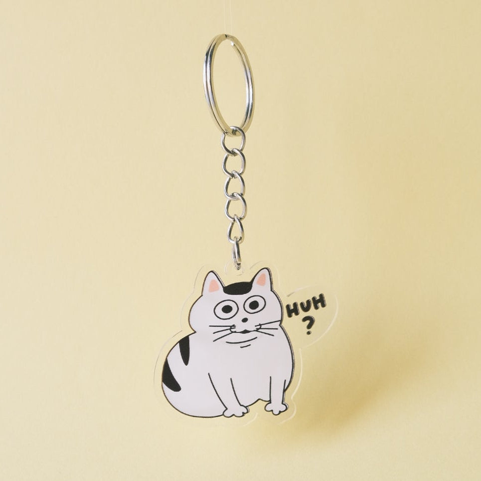 huh cat meme keychain