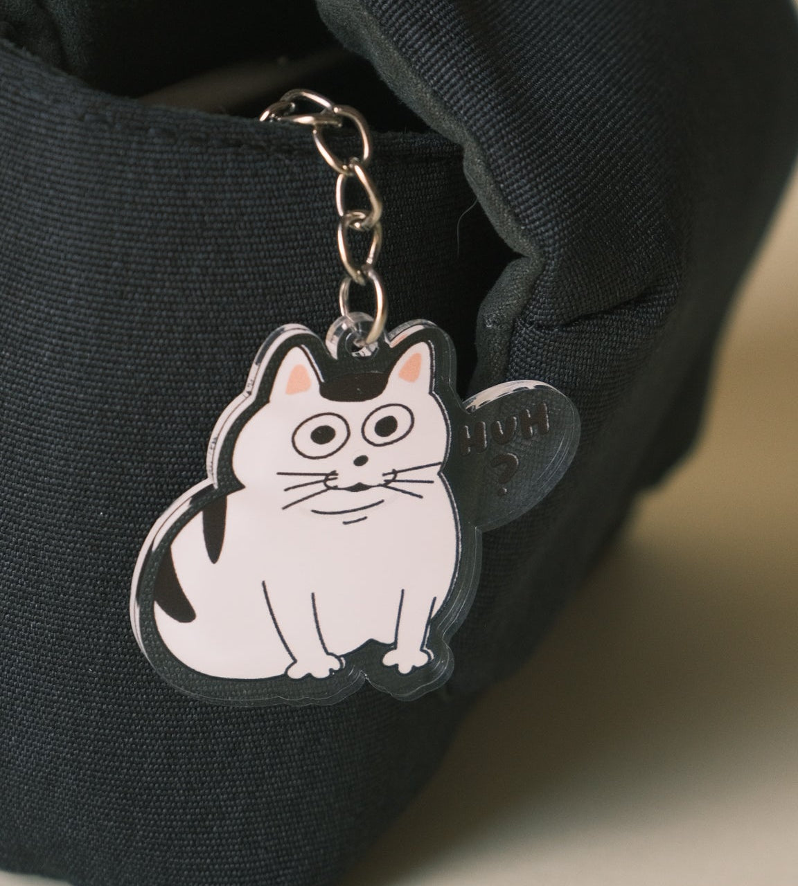 huh cat meme keychain