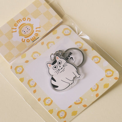 huh cat meme keychain