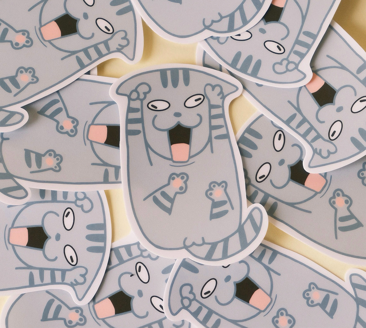 grey cat screaming sticker